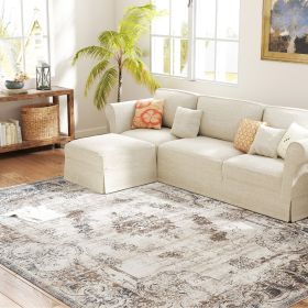 9x12 Boho Area Rug, Machine Washable Carpet for Living Room, Bedroom, Dining Room, Kitchen, Home Office, Brown