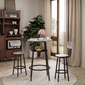 3 Pieces Round Bar Table Set, with backrest and partition,Small Dining Table for 2, Breakfast Table 2 Stools for Kitchen, Dining Room