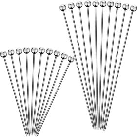 20PCS Cocktail Picks for Drinks, Stainless Steel Cocktail Toothpicks Long, Reusable Cocktail Skewers