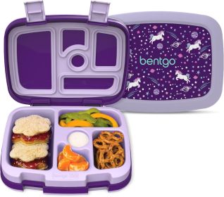 Kids Prints Leak-Proof, 5-Compartment Bento-Style Kids Lunch Box - Ideal Portion Sizes for Ages 3-7, Durable, Drop-Proof, Dishwasher Safe
