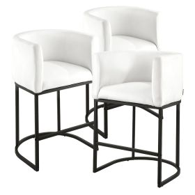 Bar Stool Set of 3, 25 inch Counter Height Stools, Counter Barstool with Backrest, Arm, Metal Frame, and Footrest, Accent Fabric Bar Chair