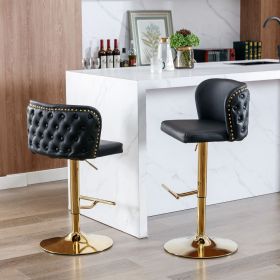 A&A Furniture,Swivel Barstools Adjusatble Seat Height, Modern PU Upholstered Bar Stools with the whole Back Tufted (Color: as Pic)